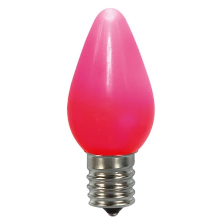 Vickerman 0.96 watt 130V C7 Ceramic LED Pink Bulb with Nickel Base 25 per Bag XLEDSC79-25